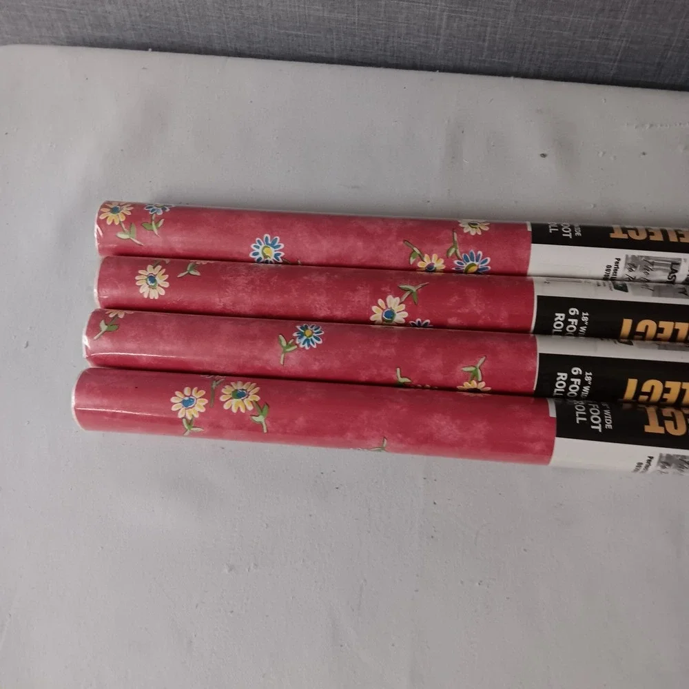 Griptex Perfect Shelf Liner Daisy Red Floral Cottagecore Lot 4 Rolls 18